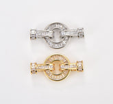 14K Gold Filled Micro Pave Bracelet Closure, Round Clasp, Shackle and Screw, CL201