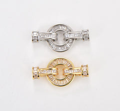 14K Gold Filled Micro Pave Bracelet Closure, Round Clasp, Shackle and Screw, CL201