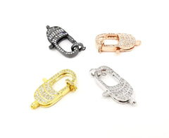 14K Gold Filled Lobster Clasp, CZ Clear Micro Pave Lobster End Clasp, Cubic Clasp Enhancer, DIY, Jewelry Making Supply 29x12mm, CL204