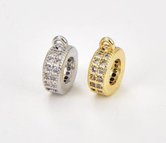 24K Gold Filled Circle Clasp Buckle Interlock Micro Pave, Circle Bracelet, Enhancer Clasp, Bail Clasp, Cz Bail, DIY, Jewelry Making, 10x3mm, CL208