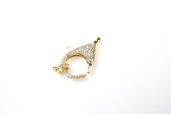 14K Gold Filled Cubic Zirconia Micro Pave Lobster Claw Clasps, Buckle Clasp, Gold Lobster Clasps, Plated Lobster, 31x18mm, CL216