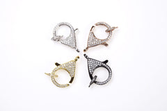 14K Gold Filled Cubic Zirconia Micro Pave Lobster Claw Clasps, Buckle Clasp, Gold Lobster Clasps, Plated Lobster, 31x18mm, CL216