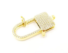 14K Gold Filled Lobster Claw Clasps CZ Micro Pave, Buckle Clasps, Enhancer, Closure Clasp, 37x17mm, CL219