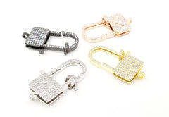 14K Gold Filled Lobster Claw Clasps CZ Micro Pave, Buckle Clasps, Enhancer, Closure Clasp, 37x17mm, CL219