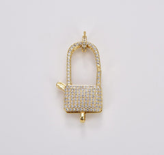 14K Gold Filled Lobster Claw Clasps CZ Micro Pave, Buckle Clasps, Enhancer, Closure Clasp, 37x17mm, CL219