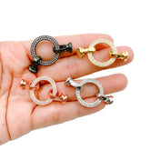 18K Gold Filled Micro Pave Cubic Zirconia Round Clasps, CL221