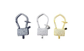 24K Gold Filled Pave Padlock Clasps, Plain lock Clasps, Padlock Hook, CZ Micro Pave Square Lock Lobster Claw Clasp, Cubic Zirconia Clasp, 40x20mm, CL234