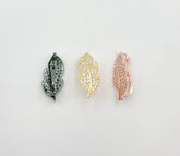 18K Gold Filled Pendant Bail Leaf CZ Clasp, Removable Pendant Bail Clasp, Necklace Enhancer, Removable Charm, Bracelet Clasp, 25x11mm, CL237