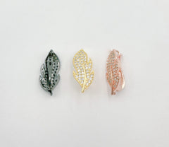 18K Gold Filled Pendant Bail Leaf CZ Clasp, Removable Pendant Bail Clasp, Necklace Enhancer, Removable Charm, Bracelet Clasp, 25x11mm, CL237