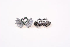 24K Gold Filled Winged Heart, Heart Wings, Angel Wing Necklace, Angel Wing Pendant, Heart Clasp, Crystal Pave, Micro Pave Charms, 31x18mm, CL280