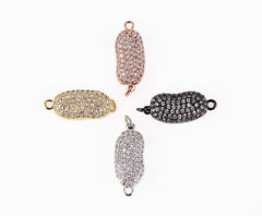 24K Gold Filled Micro Pave Cubic Zirconia, Rhinestone Clasp, CZ Micro Pave, Antique Silver Clasp, Coffee Bean, Micro Pave Charms, 21x9mm, CL286