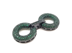 24K Gold Filled Ring Clasp, Double Ring Clasps, Lobster Claw Clasps, Buckle Clasps, CZ Micro Pave, Micro Pave Charms, 40x18mm, CL295