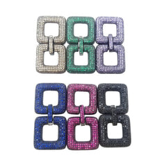 24K Gold Filled Square Cubic Zirconia Clasp, CZ Micro Pave Double Square Multi-Stand Buckle Clasp, Cubic Zirconia Buckle Clasps, Fancy Jewelry Finding, 50x25m, CL325