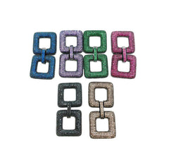 24K Gold Filled Square Cubic Zirconia Clasp, CZ Micro Pave Double Square Multi-Stand Buckle Clasp, Cubic Zirconia Buckle Clasps, Fancy Jewelry Finding, 50x25m, CL325