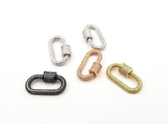 24K Gold Filled Oval Screw Clasp, Screw Clasp, Buckle Clasp, Pave Large Clasp, Interlocking Clasp, Pave Clasp, 26x14mm, CL331