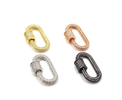 24K Gold Filled Oval Screw Clasp, Screw Clasp, Buckle Clasp, Pave Large Clasp, Interlocking Clasp, Pave Clasp, 26x14mm, CL331