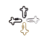 24K Gold Filled Cross Screw Clasp CZ Micro Pave, Cubic Zirconia Micro Pave Cross Shaped Unique Clasps, Connector Clasps, Buckle Clasp, 31x21mm, CL337