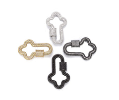 24K Gold Filled Cross Screw Clasp CZ Micro Pave, Cubic Zirconia Micro Pave Cross Shaped Unique Clasps, Connector Clasps, Buckle Clasp, 36x22mm, CL339