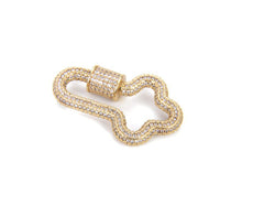 24K Gold Filled Cross Screw Clasp CZ Micro Pave, Cubic Zirconia Micro Pave Cross Shaped Unique Clasps, Connector Clasps, Buckle Clasp, 36x22mm, CL339
