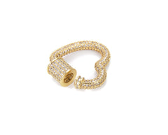 24K Gold Filled Heart Screw Clasp CZ Micro Pave, Interlocking Clasp Micro Pave Cubic Zirconia Heart Shaped Clasp, Unique Buckle Clasps, 25x22mm, CL340