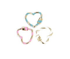 24K Gold Filled Enamel Heart Screw Clasp Gold Plated, Interlocking Clasps, Heart Shape Screw Buckle Clasp, Gold Plated Heart Clasp, 25x22mm, CL342