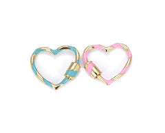 24K Gold Filled Enamel Heart Screw Clasp Gold Plated, Interlocking Clasps, Heart Shape Screw Buckle Clasp, Gold Plated Heart Clasp, 25x22mm, CL342