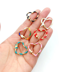 24K Gold Filled Enamel Heart Screw Clasp Gold Plated, Interlocking Clasps, Heart Shape Screw Buckle Clasp, Gold Plated Heart Clasp, 25x22mm, CL342