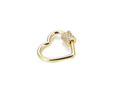 24K Gold Filled Love Heart Shaped Screw Clasp, Gold CZ Screw Clasp Micro Pave Heart with Screw On Mechanism, Carabiner Clasp, CL343