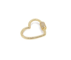 24K Gold Filled Heart Screw Clasp CZ Micro Pave, Interlocking Clasp Micro Pave Cubic Zirconia Heart Shaped Clasp, Unique Buckle Clasps, 24x20mm, CL344