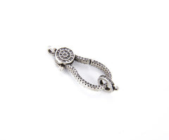 Antique Silver Lobster Clasp CZ Micro Pave, Silver Lobster Claw Clasp Micro Pave Cubic Zirconia, Pave Clasps Buckle, 33x13mm, CL353