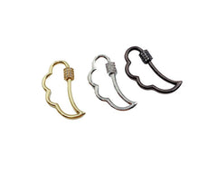 24K Gold Filled Angel Wings Cubic Zirconia Pave Screw Clasp, Carabiner Screw Clasp, Carabiner Lock, Bracelet Clasp, Necklace Clasp, Wings Clasp, 30x15mm, CL395