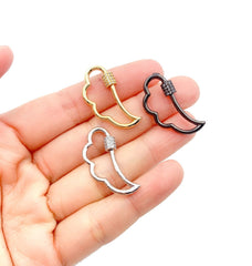 24K Gold Filled Angel Wings Cubic Zirconia Pave Screw Clasp, Carabiner Screw Clasp, Carabiner Lock, Bracelet Clasp, Necklace Clasp, Wings Clasp, 30x15mm, CL395