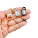 24K Gold Filled Princess Cut Cubic Zirconia Toggles, CZ Pave Toggle Clasp, Bracelet Clasp, Necklace Clasp, Cubic Zirconia, Toggle Clasps, 13mm, CL396