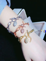 24K Gold Filled Snake Cubic Zirconia Micro Pave Toggle Clasp, Snake Clasp, Bracelet Clasp, Necklace clasp, Toggle Clasp, Cubic Zirconia, Clasps, 10x10mm, CL397