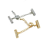 24K Gold Filled Multi-strand CZ Micro Pave Clasp, 2 Strands Clasp, Lobster Claw Clasp, Bracelet Clasp, Bracelet Clasp, Cubic Zirconia, 14x4mm, CL399