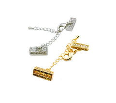 24K Gold Filled Multi-strand CZ Micro Pave Clasp, 2 Strands Clasp, Lobster Claw Clasp, Bracelet Clasp, Bracelet Clasp, Cubic Zirconia, 14x4mm, CL399
