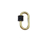 24K Gold Filled 2 Tone Black CZ Oval Pave Screw Clasp, Carabiner Screw Clasp, Carabiner Lock, Bracelet Clasp, Clasp, Cubic Zirconia, 18x12mm, CL400