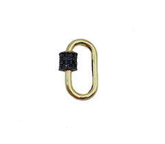 24K Gold Filled 2 Tone Black CZ Oval Pave Screw Clasp, Carabiner Screw Clasp, Carabiner Lock, Bracelet Clasp, Clasp, Cubic Zirconia, 18x12mm, CL400