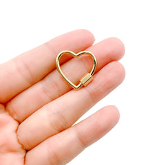 24K Gold Filled Heart Gold Plated Carabiner Clasp, Heart Screw Clasp, Heart Clasp, Carabiner Clasp, Necklace Clasp, Bracelet Clasp, 21x21mm, CL411