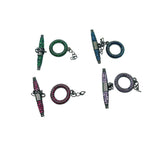 Colored Cubic Zirconia Rhinestone Micro Pave Toggle Clasp, Black Gunmetal Plated, Enhancer Clasp, Toggle Clasp, 1 Set Clasp, 26x14mm, CL420