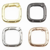 24K Gold Filled CZ Micro Pave Square Shape Carabiner Clasp with Easy Open Spring, Square Spring Snap Clasp, 18x18mm, CL442