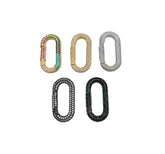 24K Gold Filled Carabiner Screw Clasp, Screw Clasp Oval Lock, Interlocking Oval Clasp, Pave Oval Shaped Lock Clasps, Multiple color, 1pc, CL447