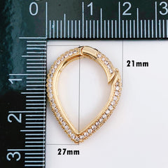 14K Gold Filled Snap Clasp, CZ Micro Pave Snap Clasp, Teardrop Clasp, CL448A