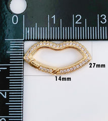 14K Gold Filled Snap Clasp, CZ Micro Pave Snap Clasp, Lips Clasp, CL448C