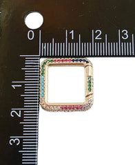 14K Gold Filled Square Snap Clasp, Micro Pave Diamond Square w/ Screw Mechanism Clasp, Gold Carabiner Snap Lock Supply, CL453