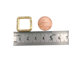 14K Gold Filled Square Snap Clasp, Micro Pave Diamond Square w/ Screw Mechanism Clasp, Gold Carabiner Snap Lock Supply, CL453