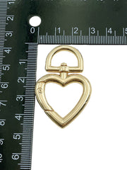 24K Gold Filled Heart Clasp, Heart Carabiner Clasp, Snap Clip Lock, Large Spring Buckle Chain Purse Key Necklace Bracelet Jewelry, CL460