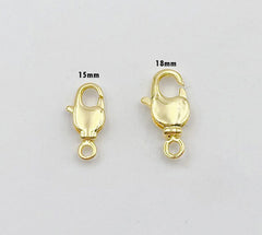 18K Gold Filled Thick Lobster Claw Clasp, Lobster Claw Clasp with Jump Ring for Bracelet, Necklace Jewelry Making Supply, 12/15/18mm, CL475