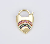 18K Gold Filled Rainbow Heart Shaped Lock, CL495