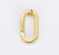 18K Gold Filled Carabiner Spring Push Clasp, Screw Clasp Oval Lock, Interlocking Oval Lock Clasp, Push Gate Clasp, 14x7mm, CL502